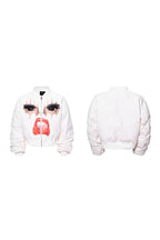 Lips Print Padded Bomber