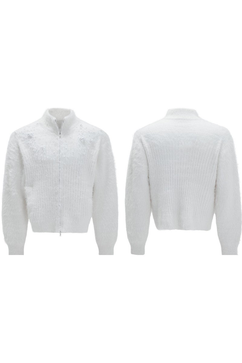 Pearl Fleece Knit Cardigan