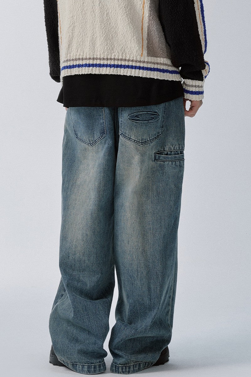 Washed Double Waist Jeans