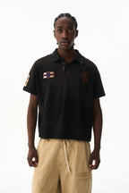 Washed Knit Embroidered Polo Tee