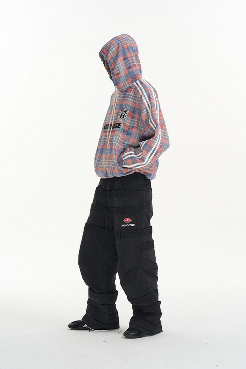 Plaid Panel Pullover Sweatshirt