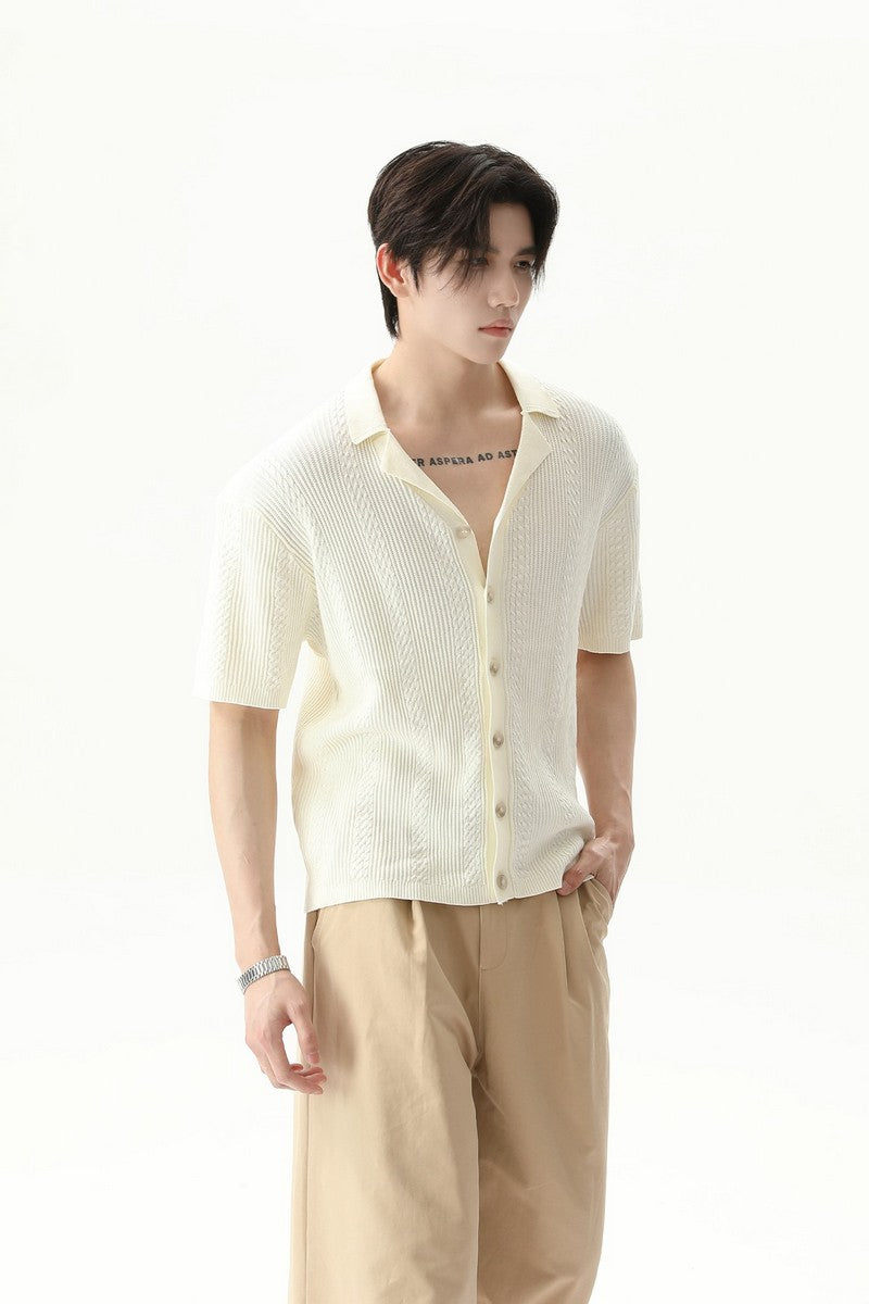 Collared Button Up Knit Cardigan