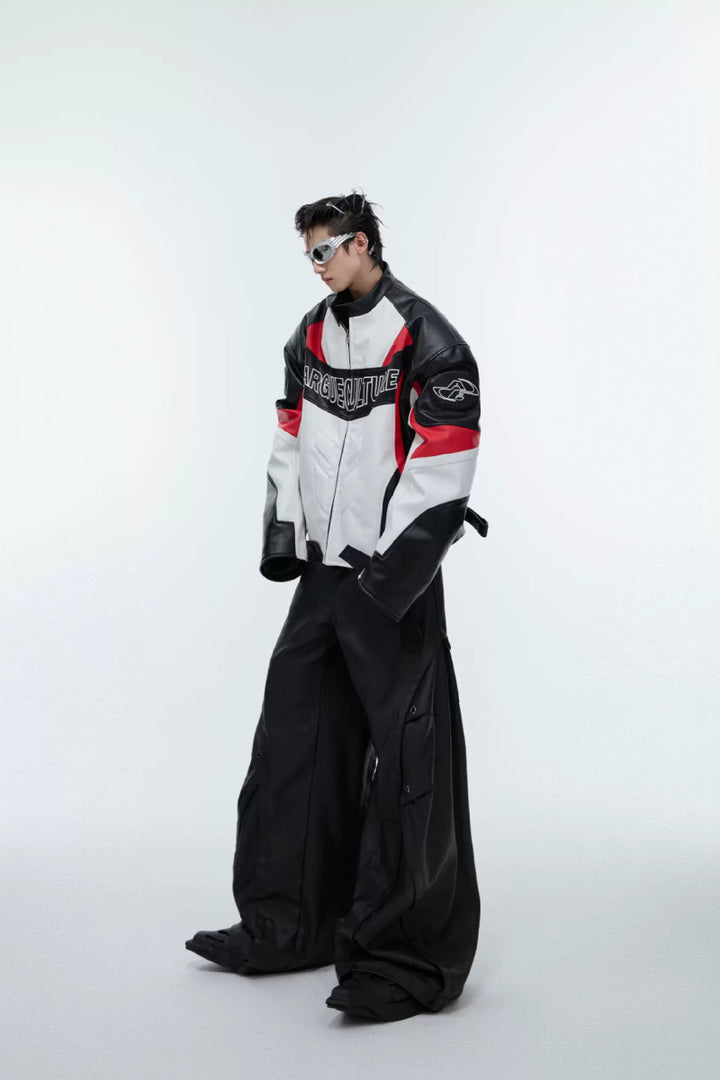 Deconstructed Colorblock Moto Jacket