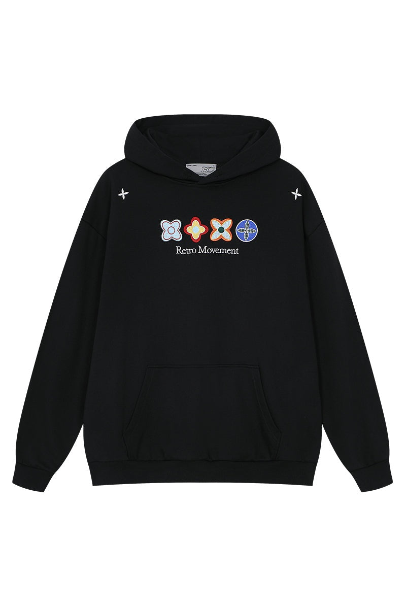 Floral Embroidered Colorblock Hoodie