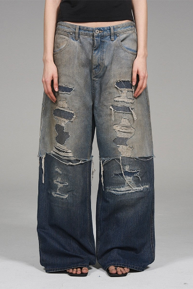 Double Layer Distressed Jeans