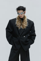 Fur Collar Wool Blazer Jacket