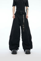 Double-Waist Layered Wide-Leg Trousers