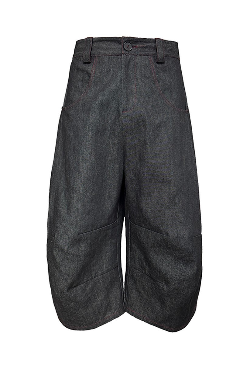 Pleated Raw Denim Jorts