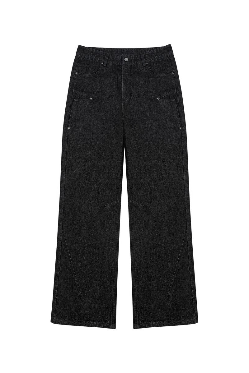 Studded Black Straight Jeans