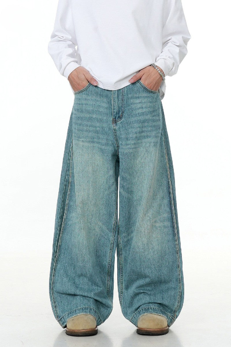 Washed Blue Straight Jeans