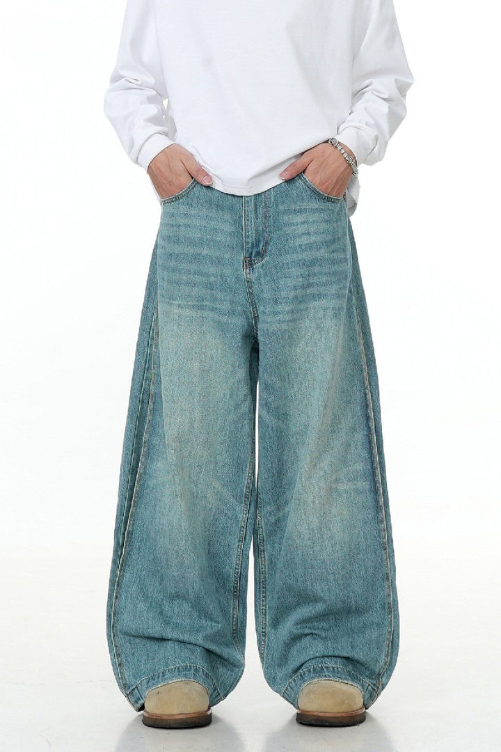 Washed Blue Straight Jeans