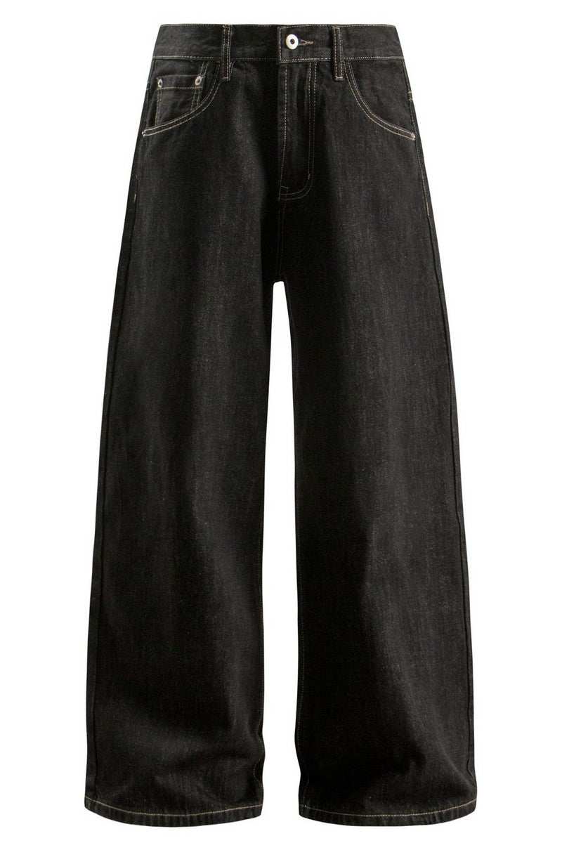 Raw Denim Wide Leg Jeans