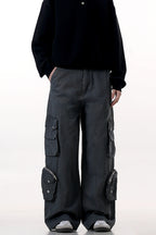Washed Deconstructed Multi-Pocket Trousers