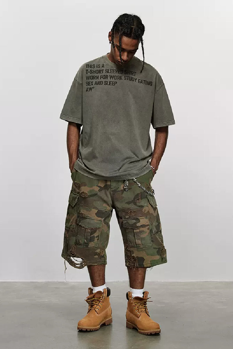 Distressed shops cargo shorts