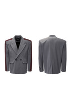 Striped Padded Shoulder Blazer