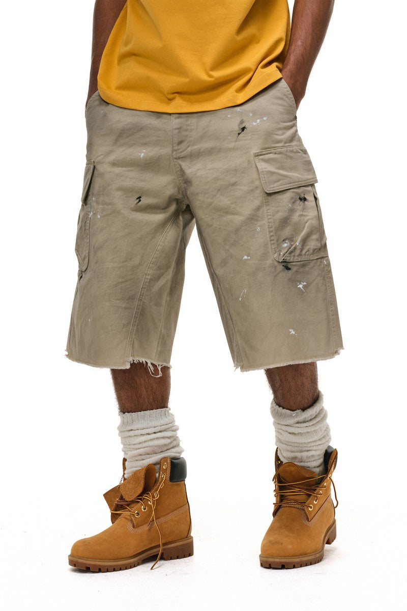 Distressed Dirty Wash Cargo Shorts