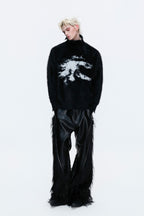 Faux Mink Mock Neck Knit Sweater