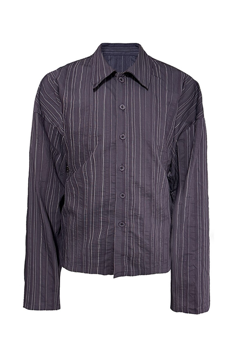 Textured Striped Overshirt