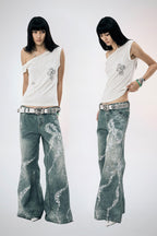Rhinestone Bow Wide Leg Pants