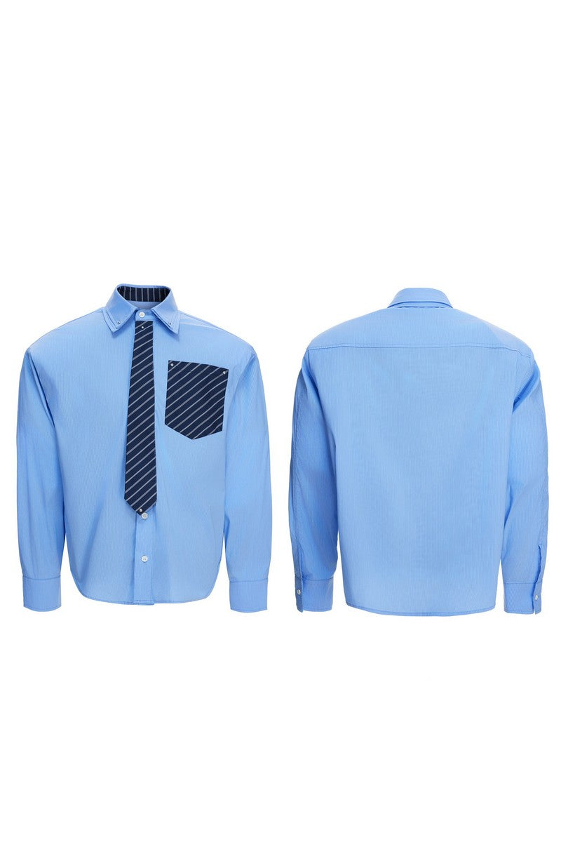 Layered Stripe Tie Shirt