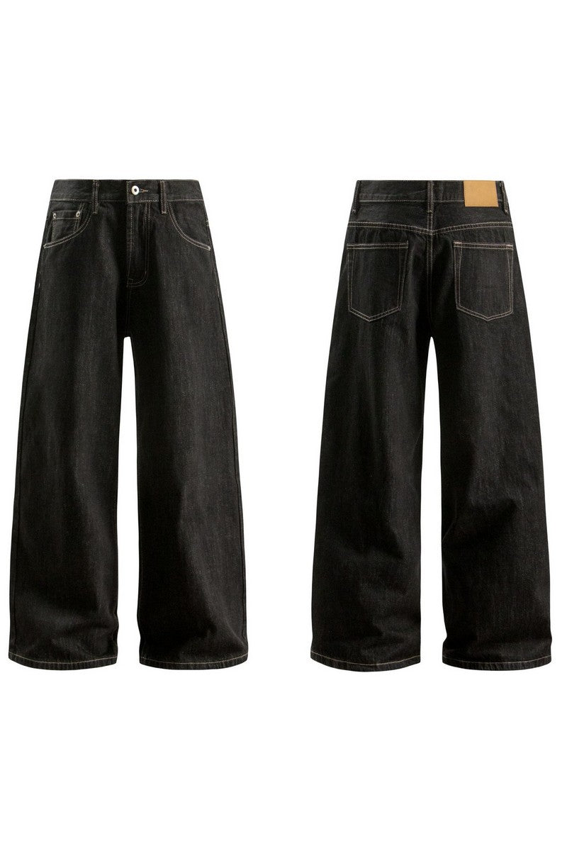 Raw Denim Wide Leg Jeans