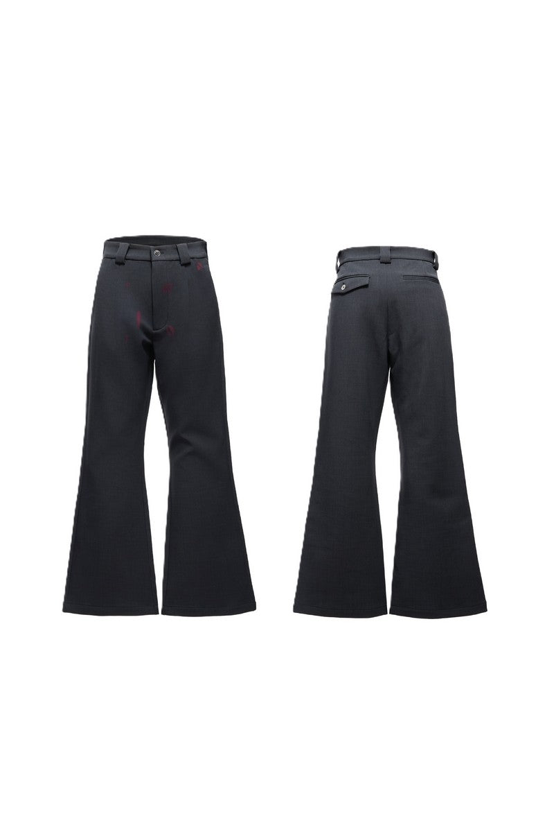 Lipstick Print Pleated Flare Trousers