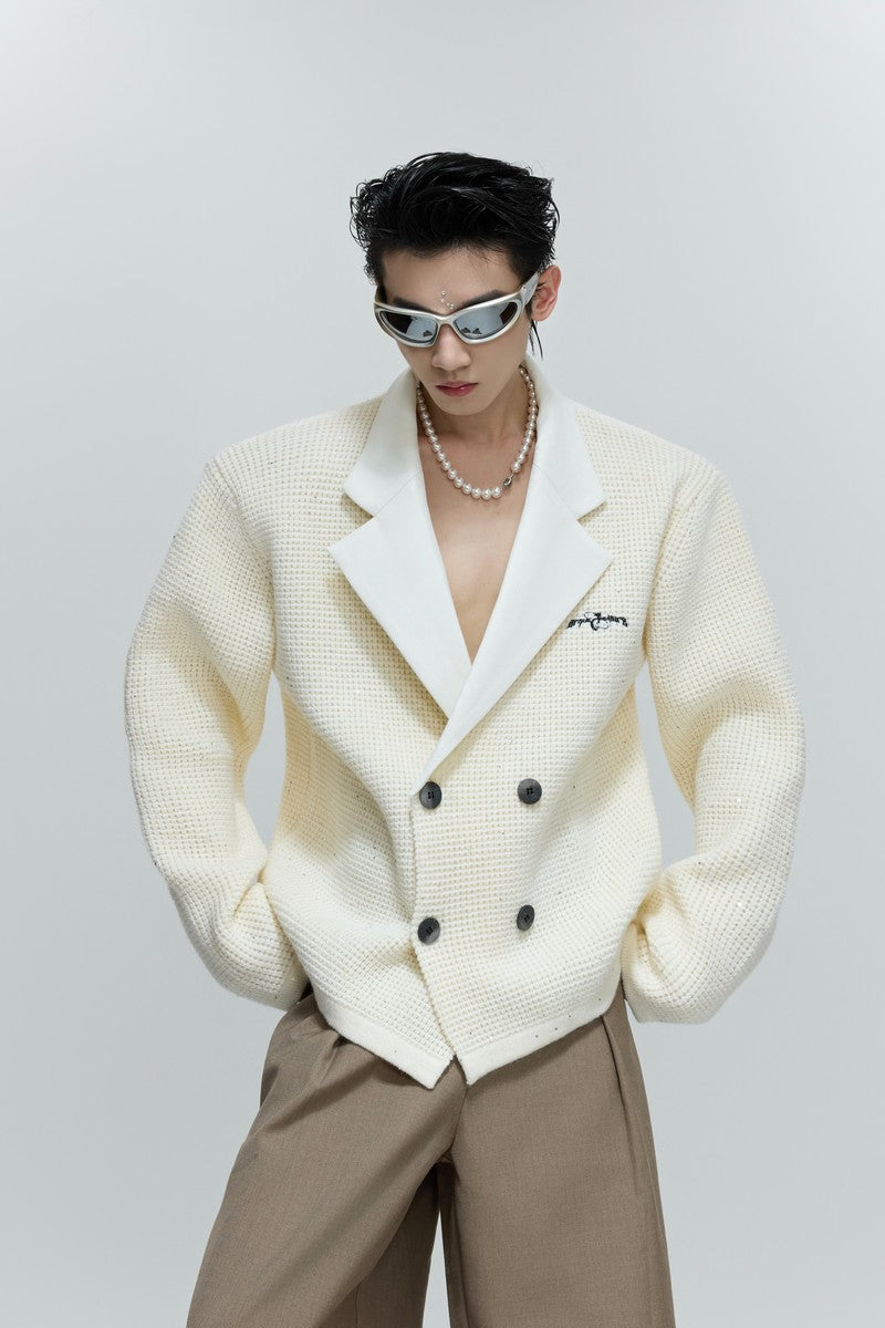 Sequin Textured Double Breasted Cardigan