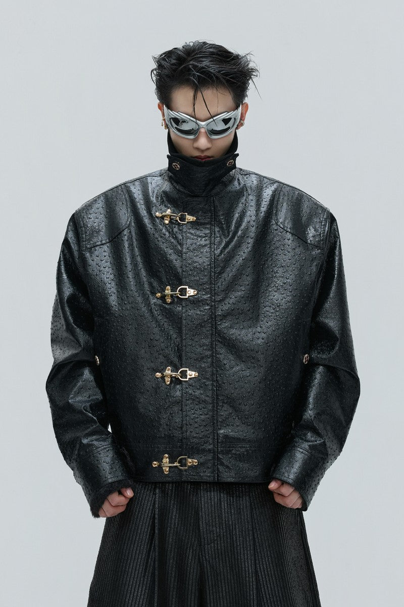 Ostrich Leather Lined Puffer Jacket