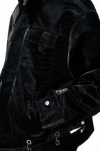 Croc Embossed Leather Jacket