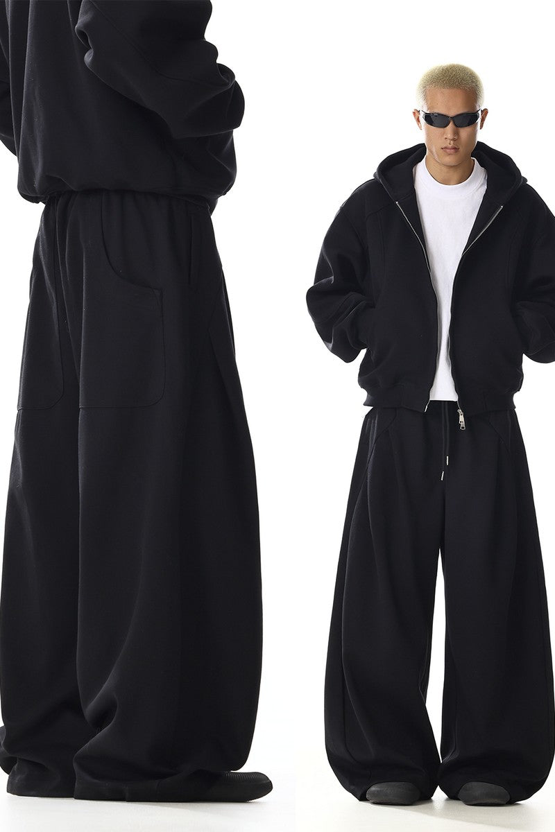 Grey Deconstructed Wide Sweatpants