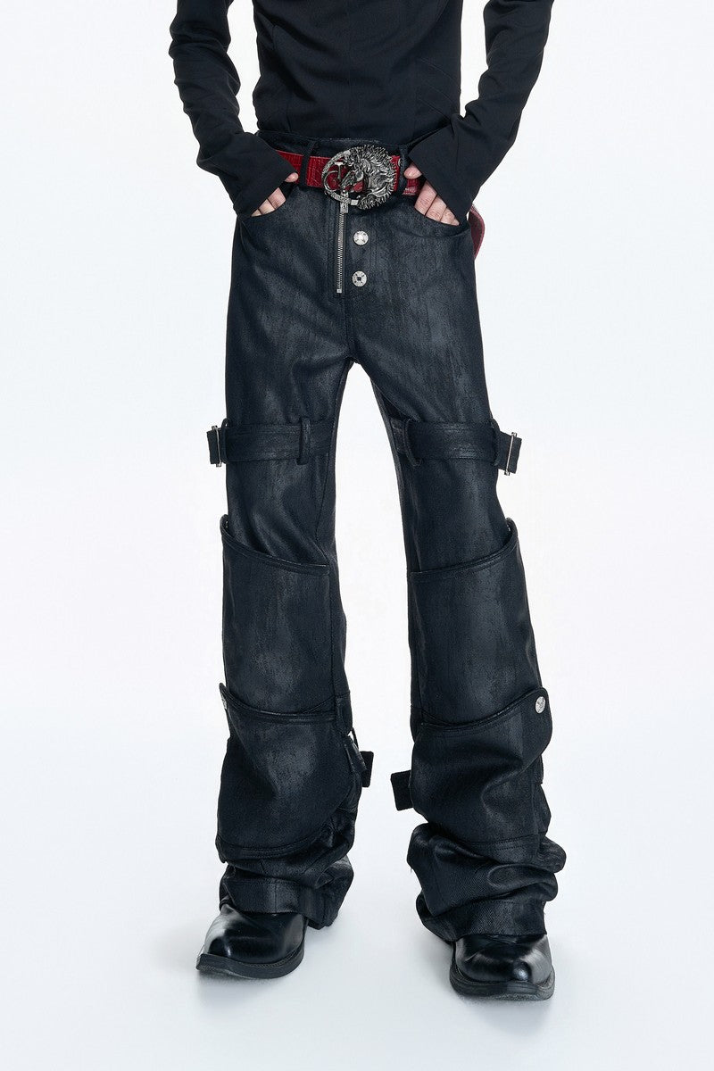 Waxed Coated Straight Jeans