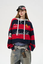 Striped Panel Hooded Tee