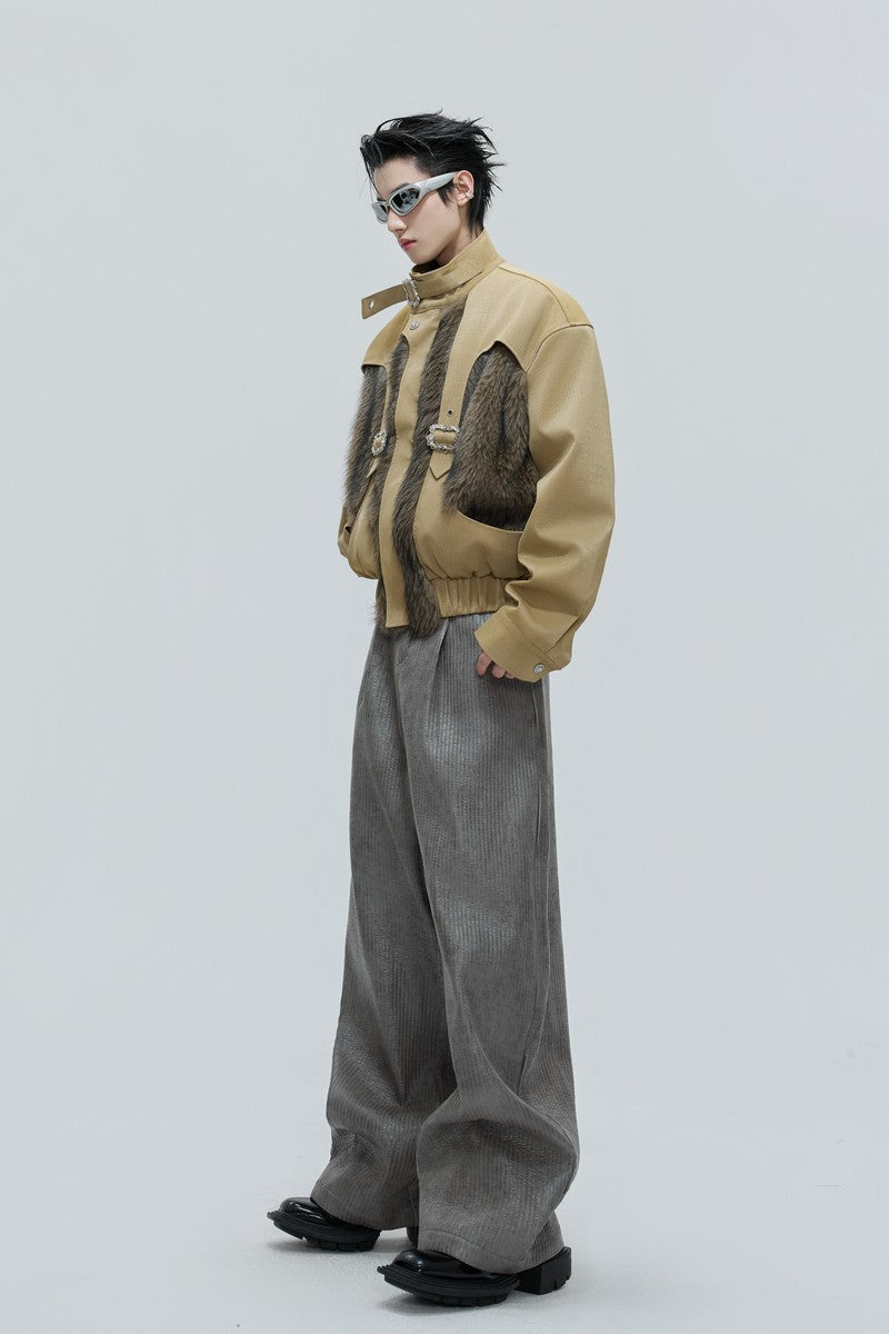 Crocodile Fleece Biker Jacket