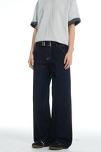 Dark Blue Basic Straight Jeans