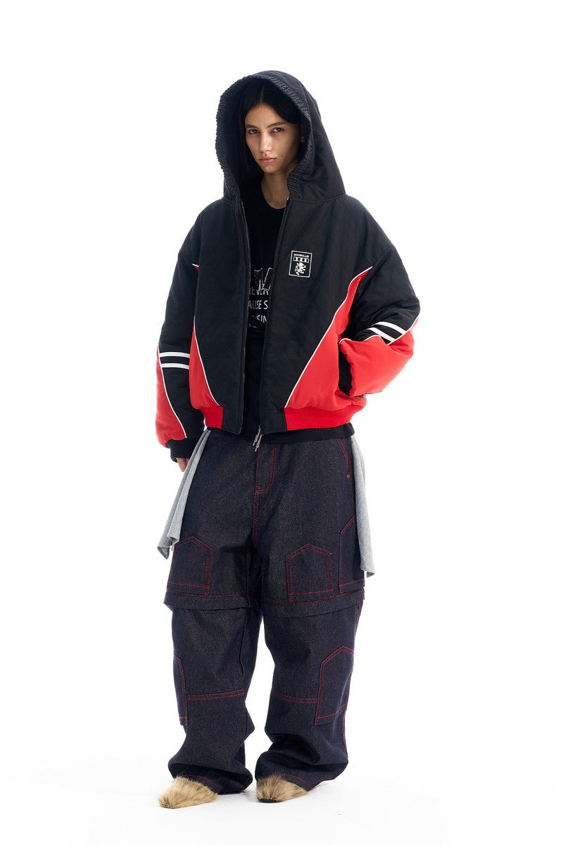 Diamond Patchwork Hooded Puffer