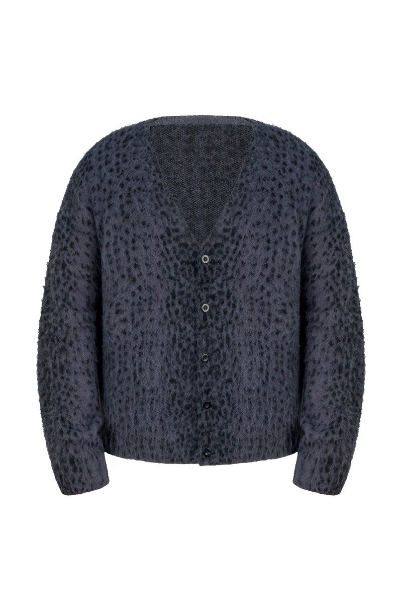 Leopard V-Neck Knit Cardigan