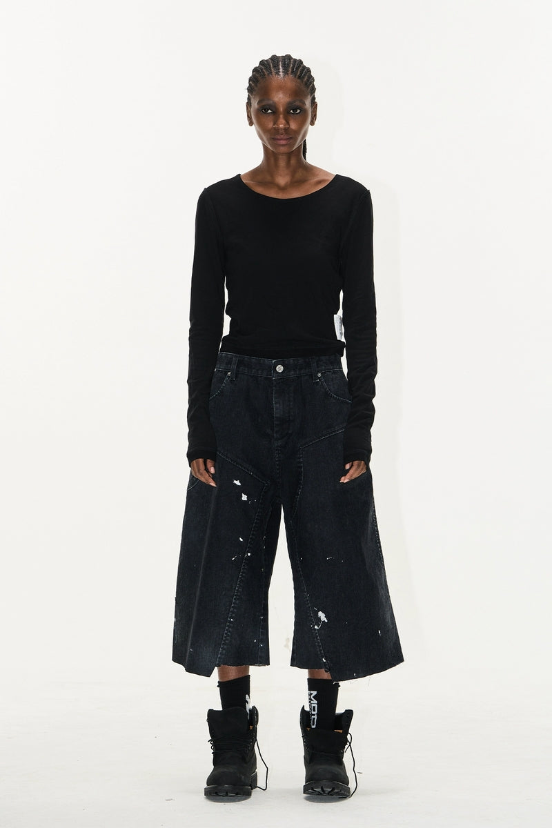 Washed Splatter Flocked Jorts