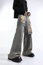 Double-Layer Ripped Jeans