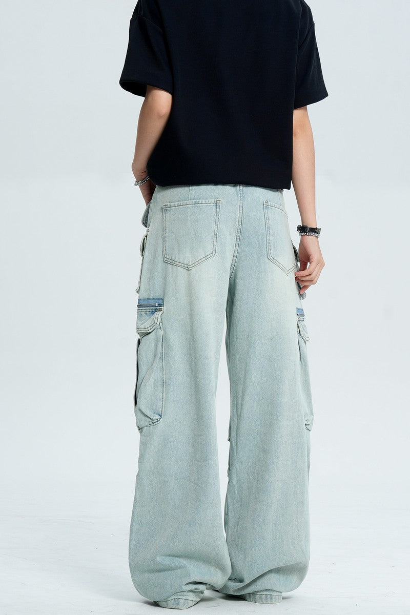 Multi Pocket Denim Cargo Pants