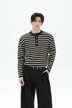 Striped Henley Wool Sweater