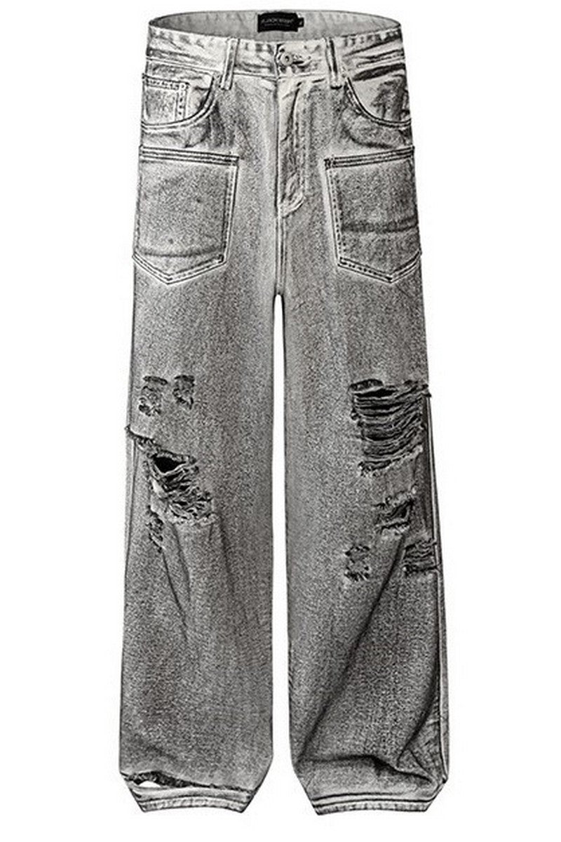Distressed Washed Street Jeans