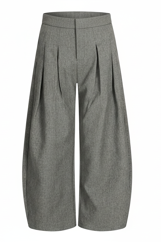 Double Pleat Curved Trousers
