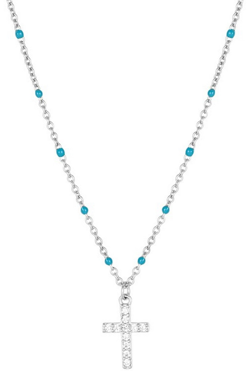 Silver Cross Drip Pendant Necklace