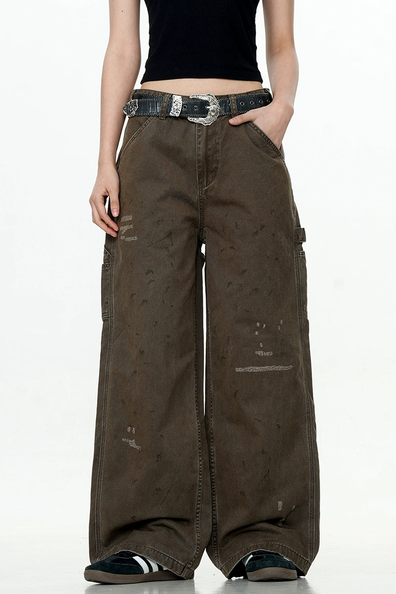 Paint Splatter Straight Cargo Pants
