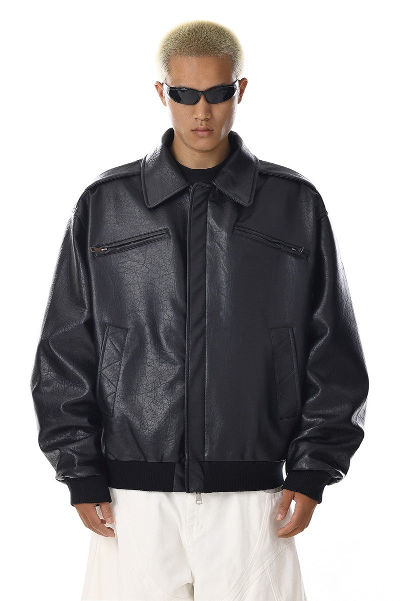 Distressed Textured Biker Jacket