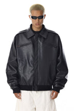 Distressed Textured Biker Jacket