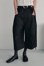 Pleated Raw Denim Jorts