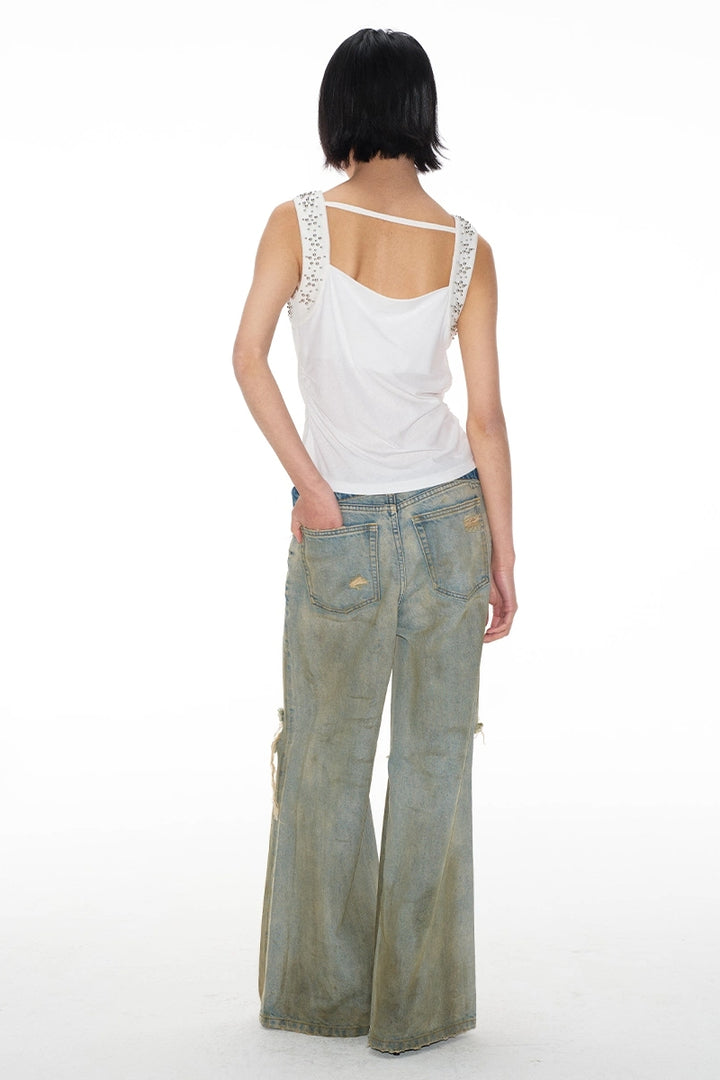 Distressed Mud Wash Jeans