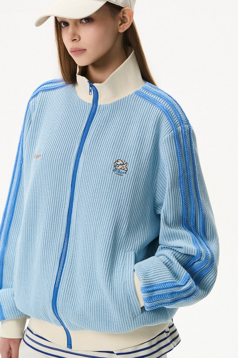 Embroidered Corn Puff Track Jacket