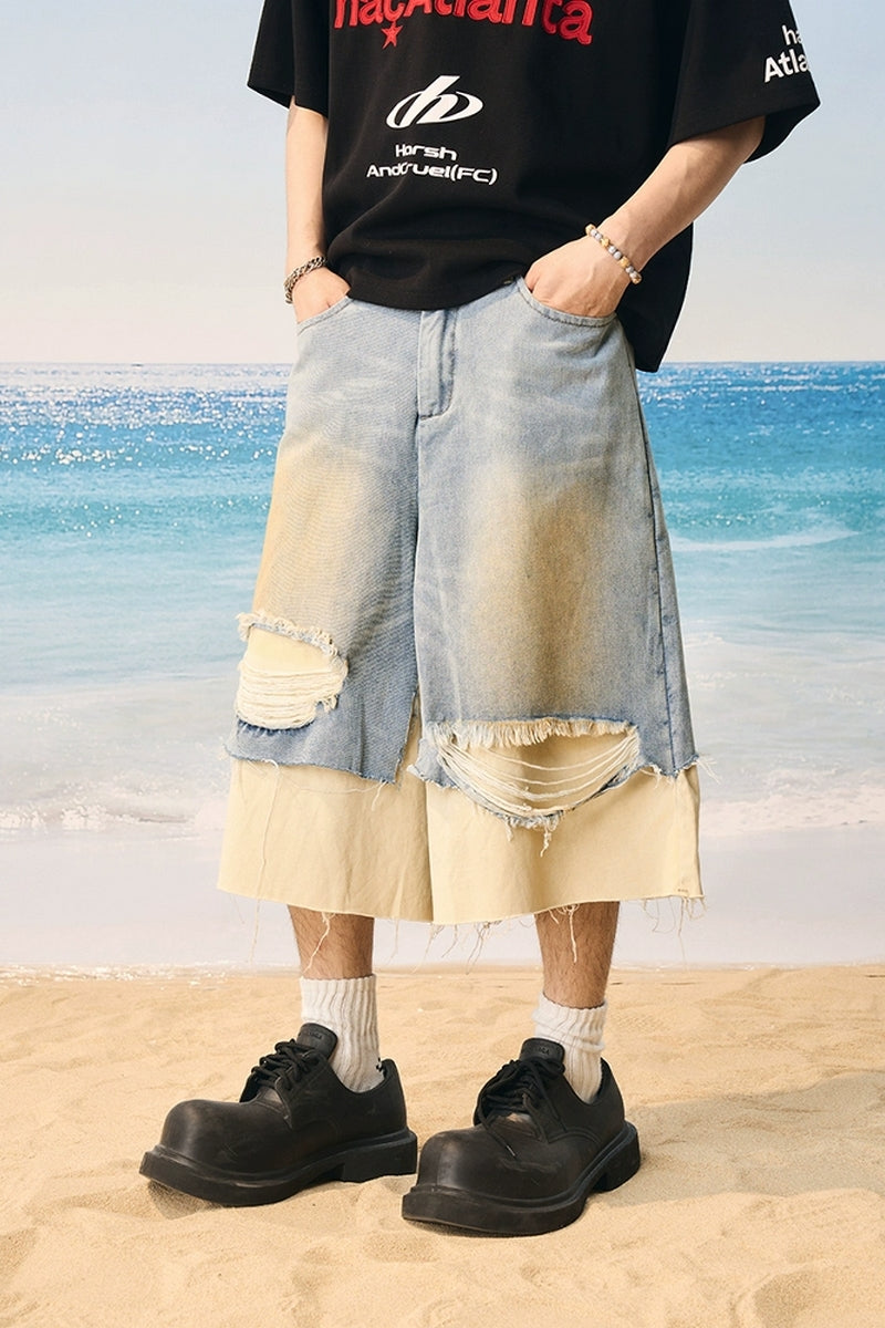Frayed Light Wash Jorts